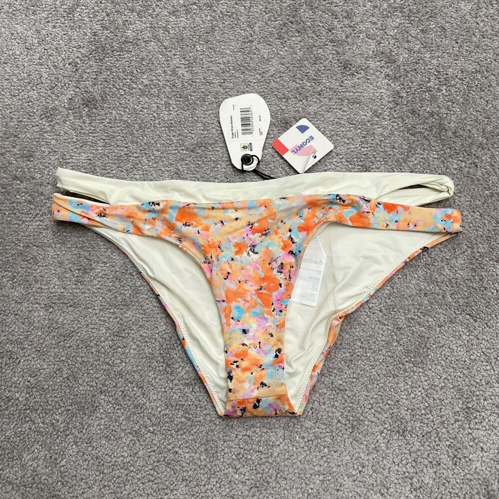 Prana Sugar Shore Bikini Bottom Womens Large Multicolor Floral Swimwear Boho NWT